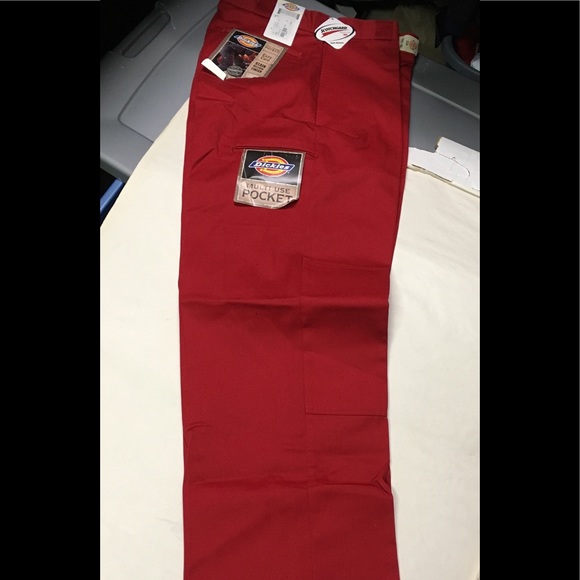 red dickies pants double knee